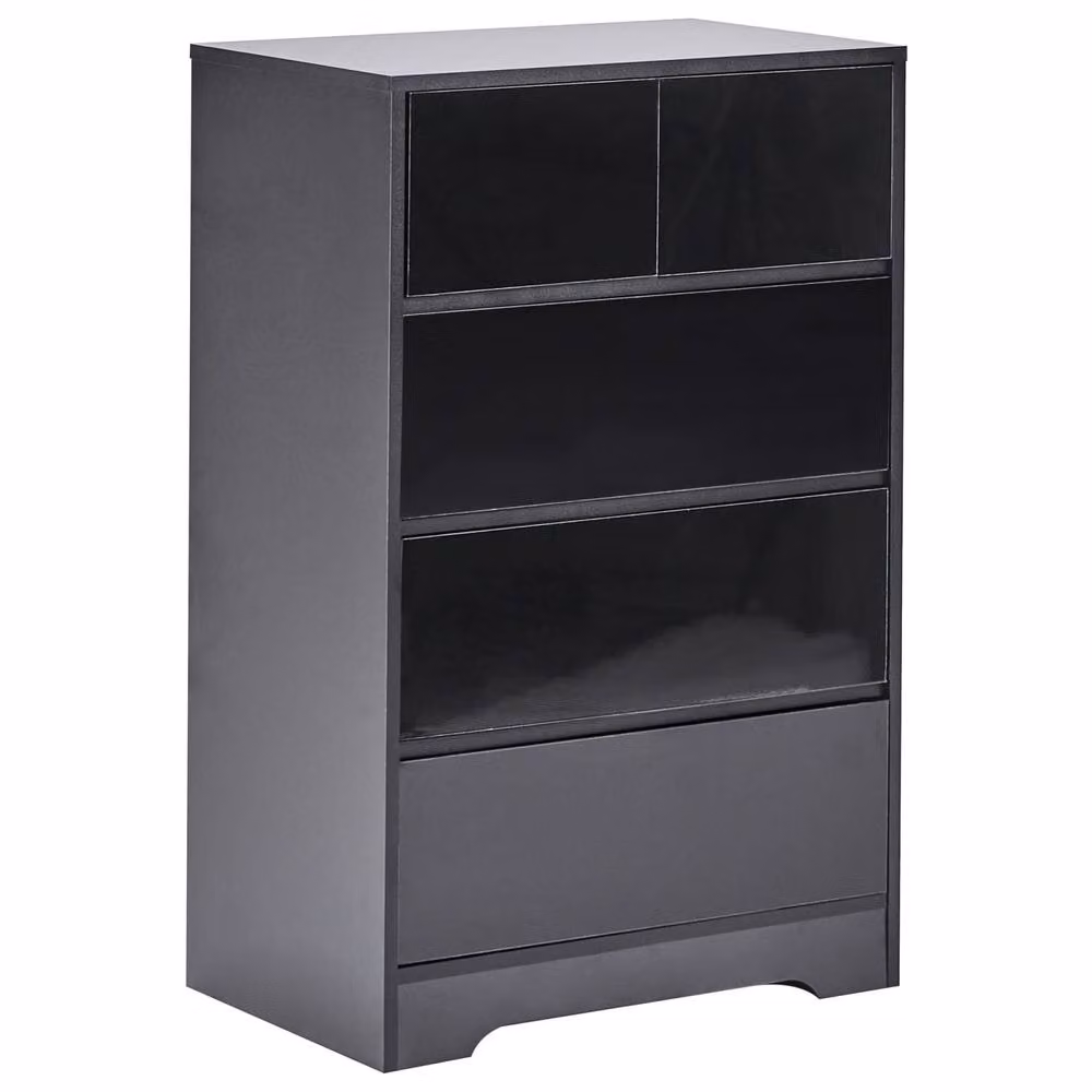Wyld and Coco Black Five-Drawer Sideboard, Scandinavian Style MDF Storage Unit – 2