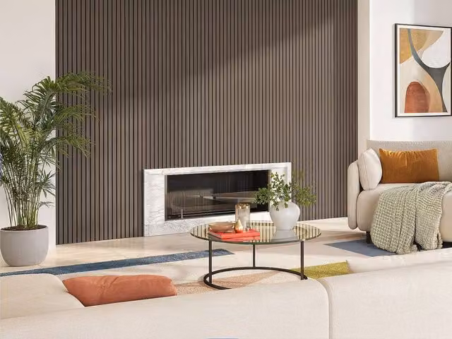 Vente-unique Acoustic Wall Panel Set in Brown Walnut Wood Look, 3.12 m² Pack