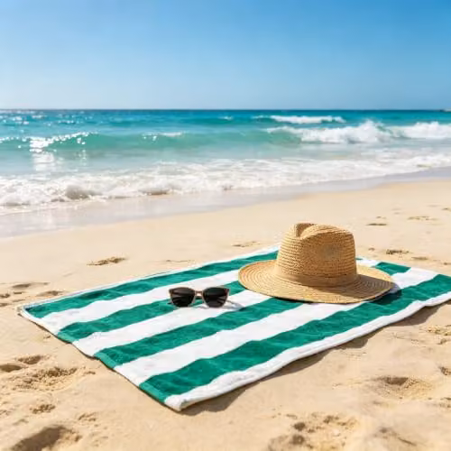 Deyongs Cabana Bay Striped Beach Towel in Green, 100% Organic Cotton, W/D/H: 80 x 165 cm – 4