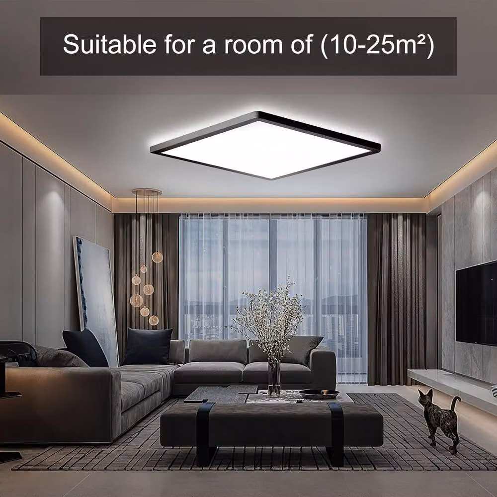 COMELY 36W LED Bathroom Ceiling Light in Black with 4500K Natural Light and IP44 Waterproof Rating – 4