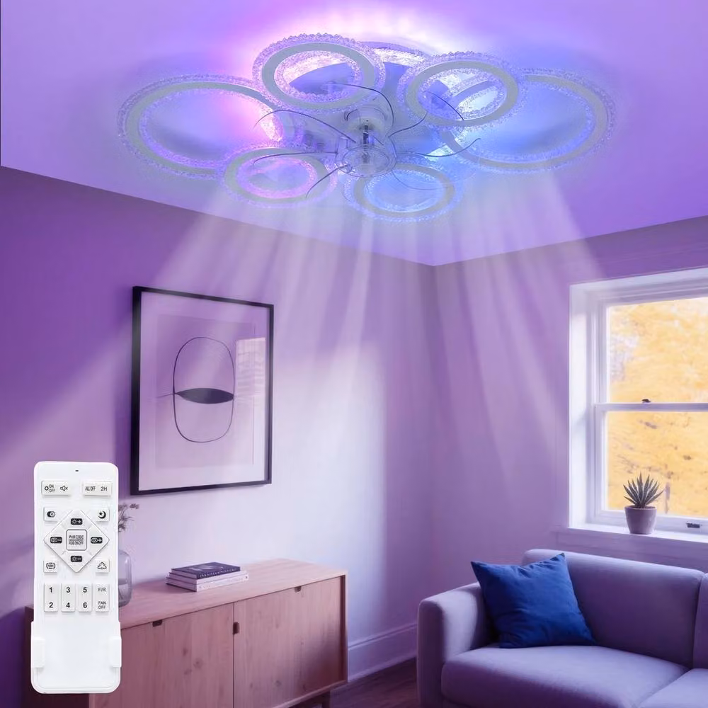 Havendro White Dimmable LED Ceiling Fan with Remote Control and RGBW Lighting – 3