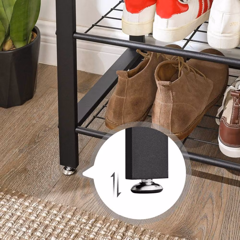 Kelvenix Rustic Hall Tree Coat Stand with Bench in Matt Black – 4