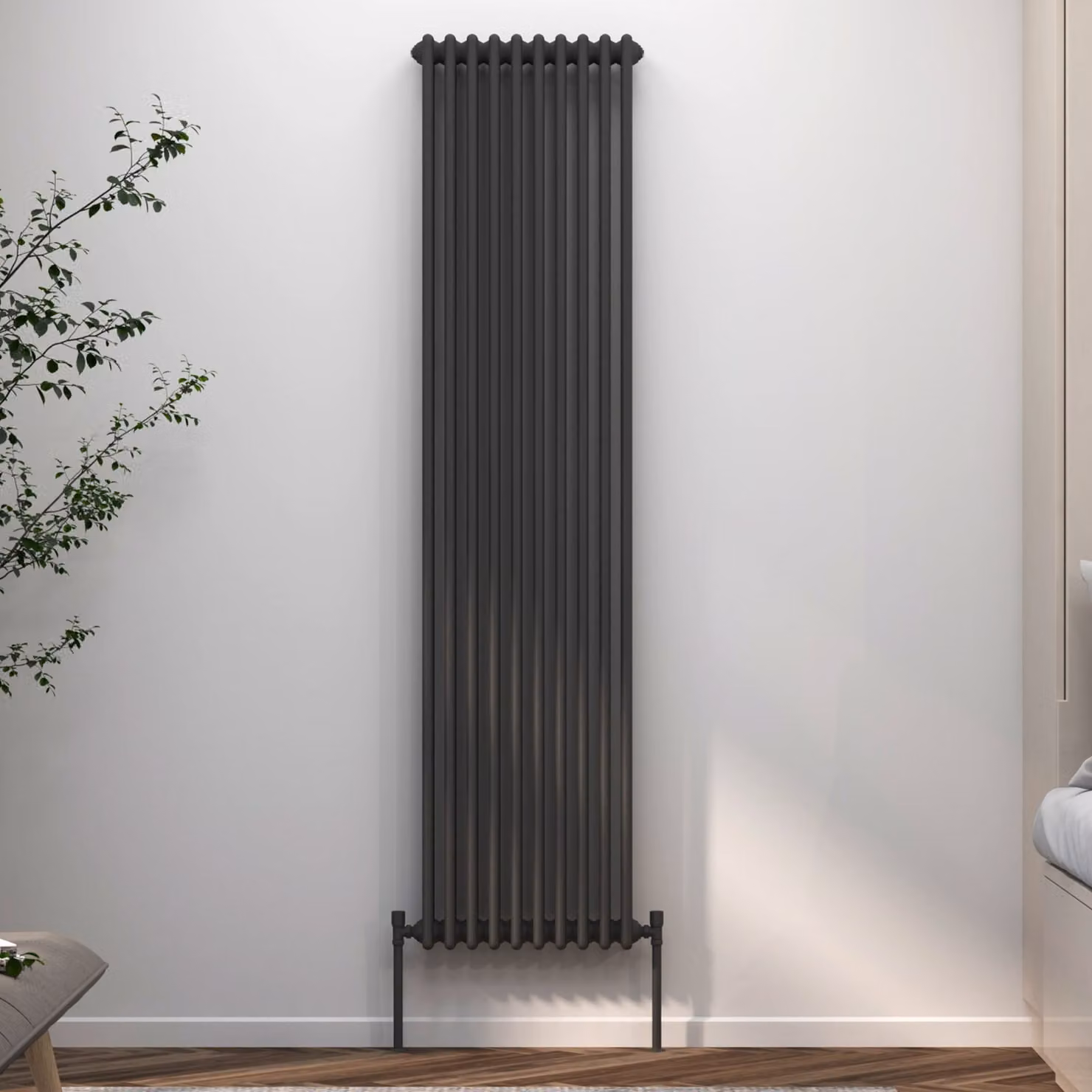 Fluxx Anthracite Vertical Triple Column Radiator, H 180 cm x W 47 cm