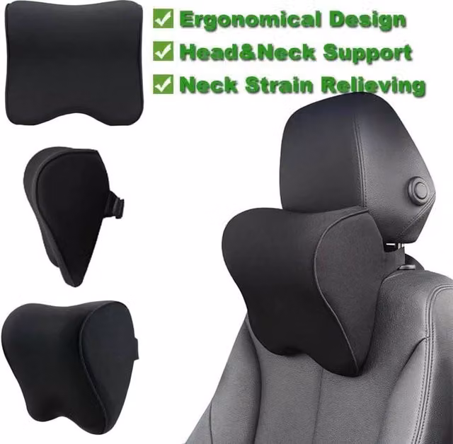 NESTLUNE Memory Foam Car Seat Headrest Pillow in Black – 1