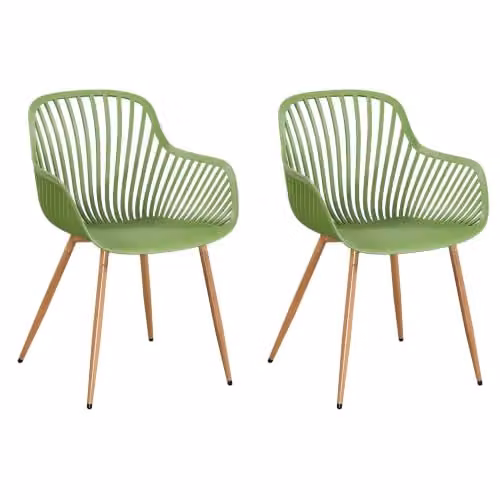 Core Products Sunray Outdoor Dining Armchairs, Set of 2 Weather-Resistant Bistro Chairs with Wooden Legs for Garden or Indoor Use