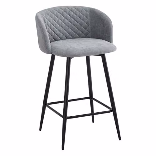 FWStyle Amara Set of 2 Grey Fabric Swivel Dining Chairs with Black Metal Legs – 1