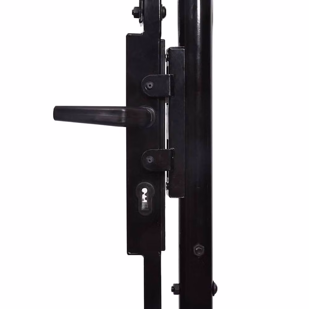 Berkfield Home Single Door Steel Fence Gate with Spike Top, Black, W: 200 cm, H: 100 cm – 5