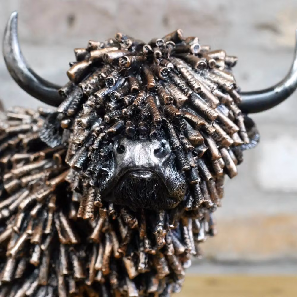 Gifts Direct 2 U Bronzed Highland Cow Metal Tabletop Ornament in Bronze – 2
