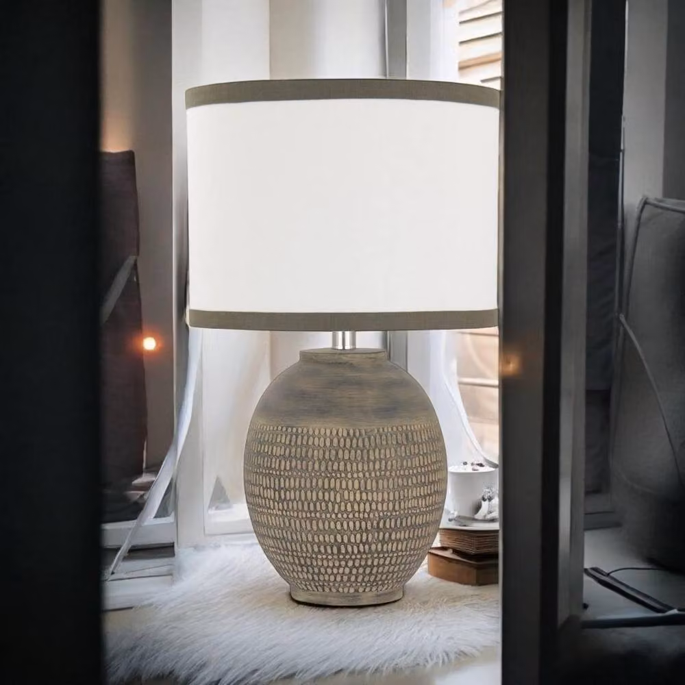 Minster Ceramic Table Lamp in Brown, W: 28 cm, D: 28 cm, H: 24 cm – 4