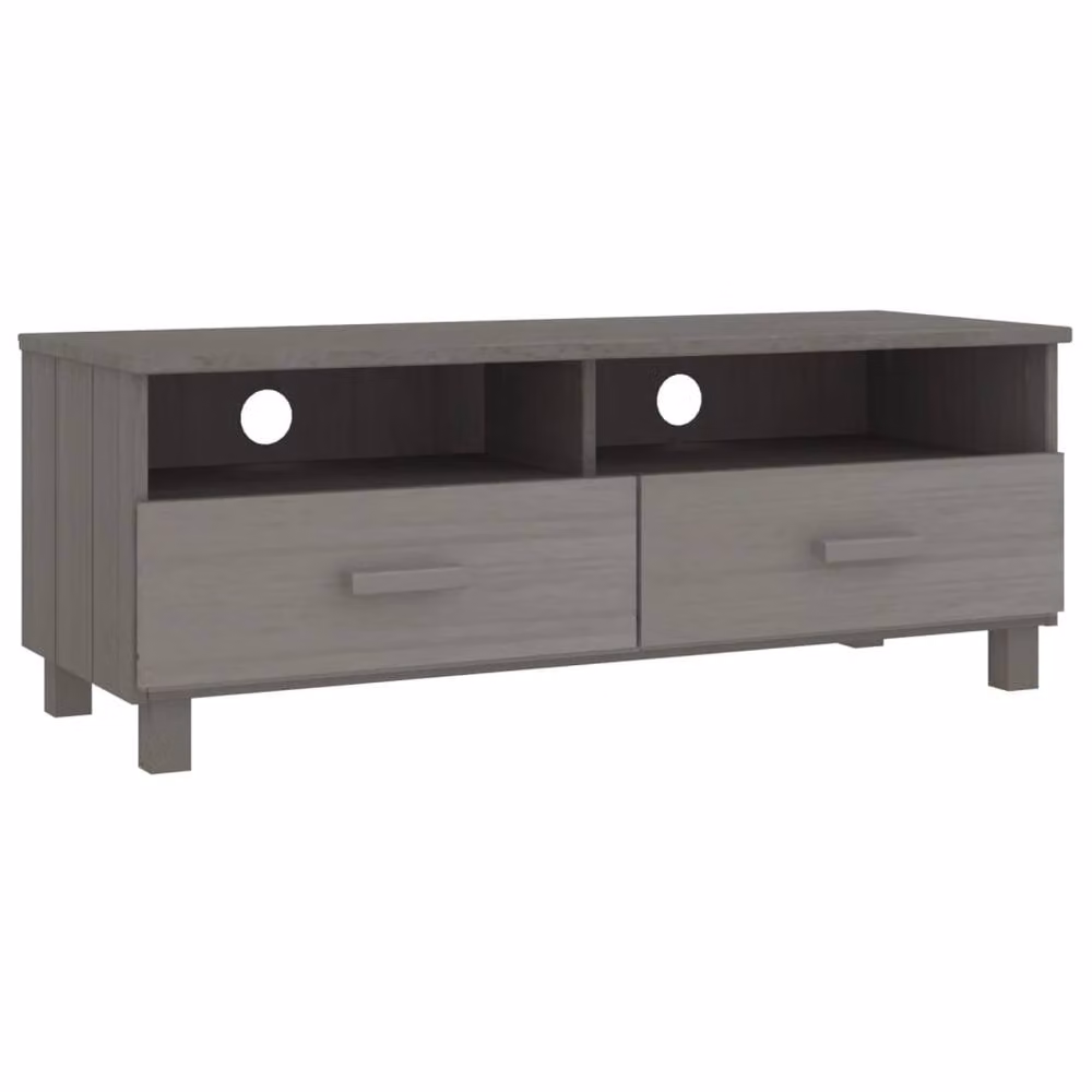 Berkfield Home HAMAR TV Cabinet in Light Grey Solid Wood Pine, W: 106 cm, D: 40 cm, H: 40 cm – 3