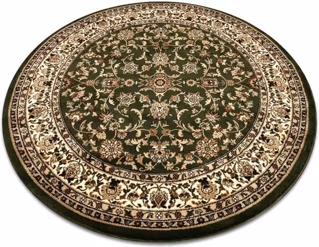 RugsX Royal Oriental Round Rug in Green, Diameter: 120 cm