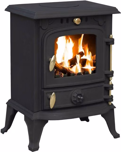 RoyalFire 4.5kW Cast Iron Multifuel Wood Burning Stove in Black or Grey