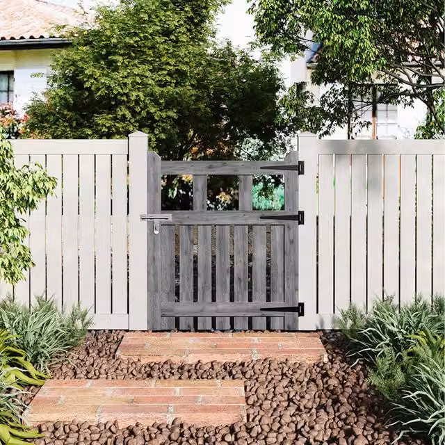 Komore Grey Wooden Garden Fence Gate with Square Gap Design, W: 76 cm, H: 90 cm