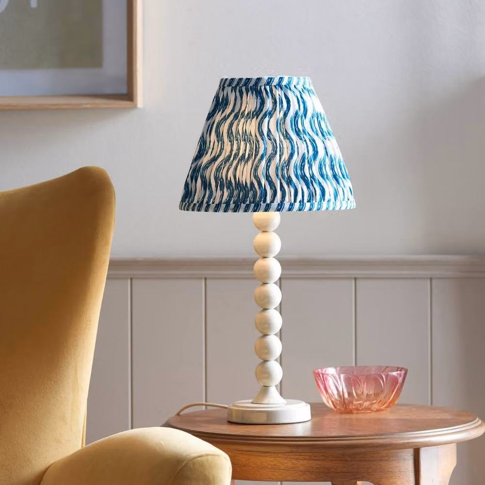 Netlighting Higgledy Table Lamp in White and Blue with Fabric Ripple Shade – 2