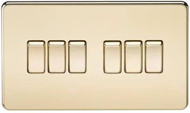 Knightsbridge Screwless 10AX 6G 2-Way Flush Switch in Polished Brass