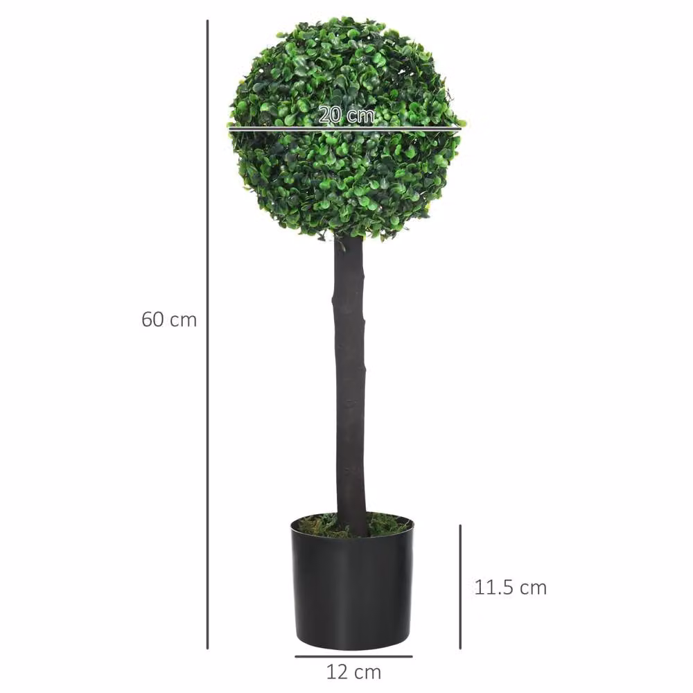 Wyld Haus Rimmo Set of 2 Artificial Green Boxwood Ball Trees – 4