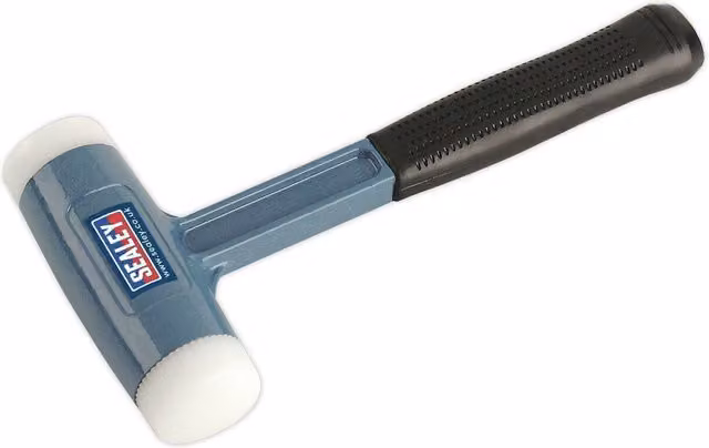 Loops 2.5lb Nylon Faced Dead Blow Hammer in Blue with Absorbent Rubber Grip and Aluminium Alloy Components