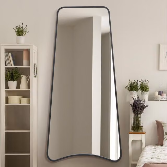 Coartans Black Metal Trapezoid Wall Mirror