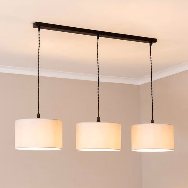 ValueLights Shaw Diner Bar 3 Drop Adjustable Pendant Ceiling Light in Black, Gold and Chrome