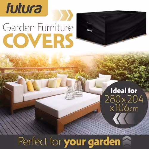 Futura Waterproof Rectangular Garden Furniture Cover in Black 420D Oxford Fabric W/D/H: 280 x 204 x 106 cm – 2