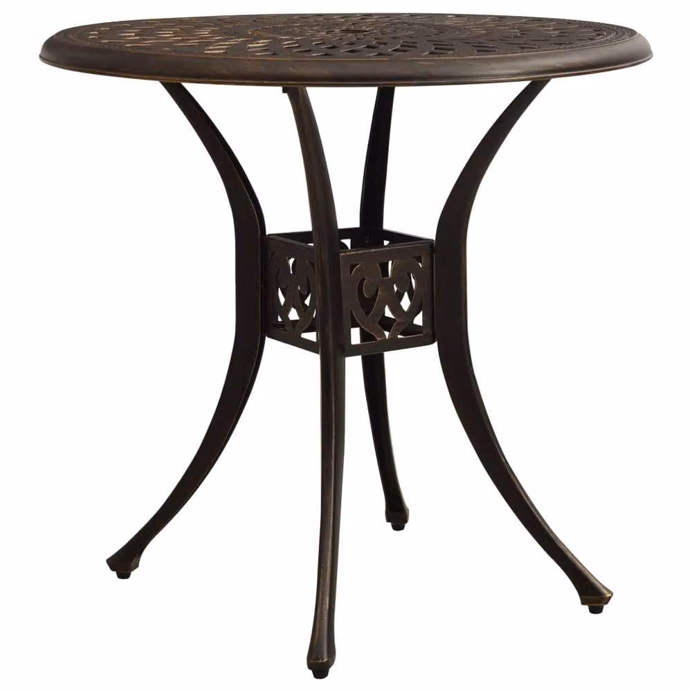 Berkfield Home Round Garden Table in Brown Cast Aluminium W/D/H: 78 x 78 x 72 cm – 2