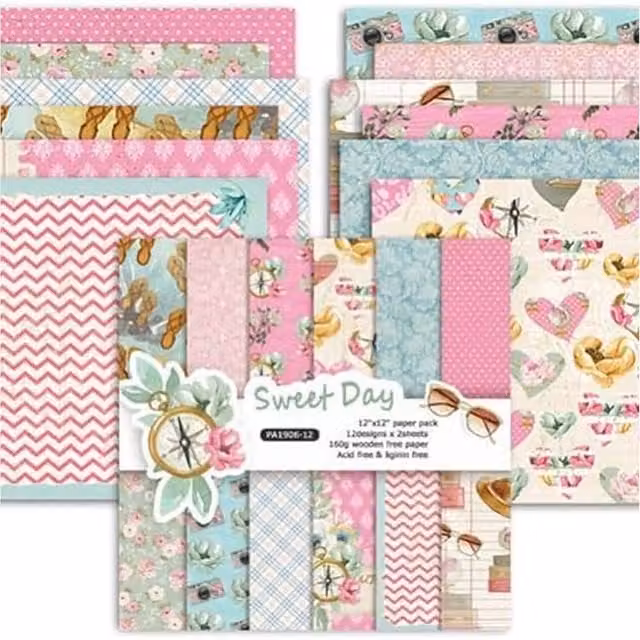 Syntego Custom Scrapbook Paper Set in Pink and Multicolour