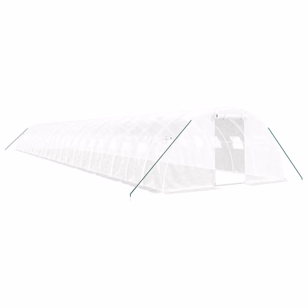 Berkfield Home White Steel Frame Greenhouse with PE Cover and Roller Window W/D/H: 22 x 4 x 2 m – 2