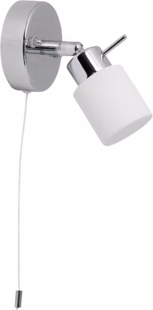 First Choice Lighting Iona Adjustable Bathroom Wall Spotlight in Polished Chrome and Opal Glass