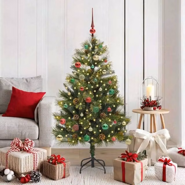 Berkfield Home Artificial Hinged Christmas Tree with Cones, Green, Height: 150 cm – 1