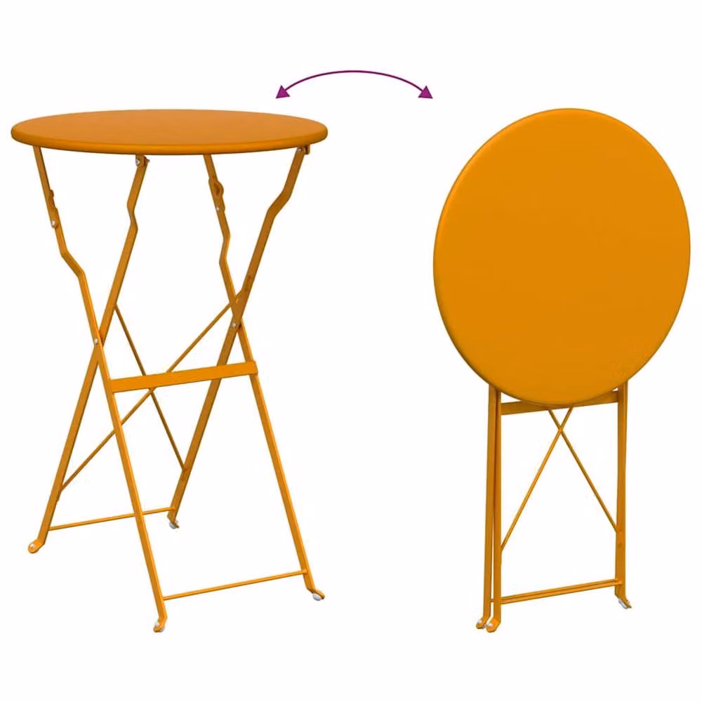 Berkfield Home Modern Folding Bistro Table in Mustard Yellow, W: 50 cm, D: 50 cm, H: 71 cm – 2