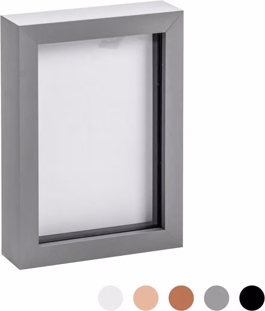 Nicola Spring Modern Rectangular 3D Box Photo Frame, Grey, 12.7 x 12.7 cm
