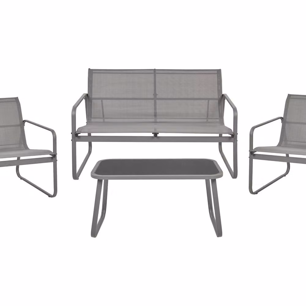 Wyld and Coco Garden Grey Industrial 4-Seater Sofa Set with Coffee Table – 2