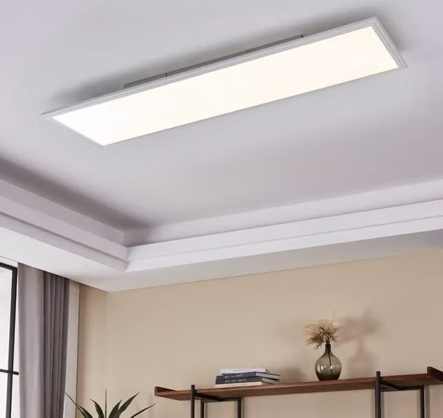 Eglo SALOBRENA LED Ceiling Light, White Modern Slim Linear Design with Cool White Light