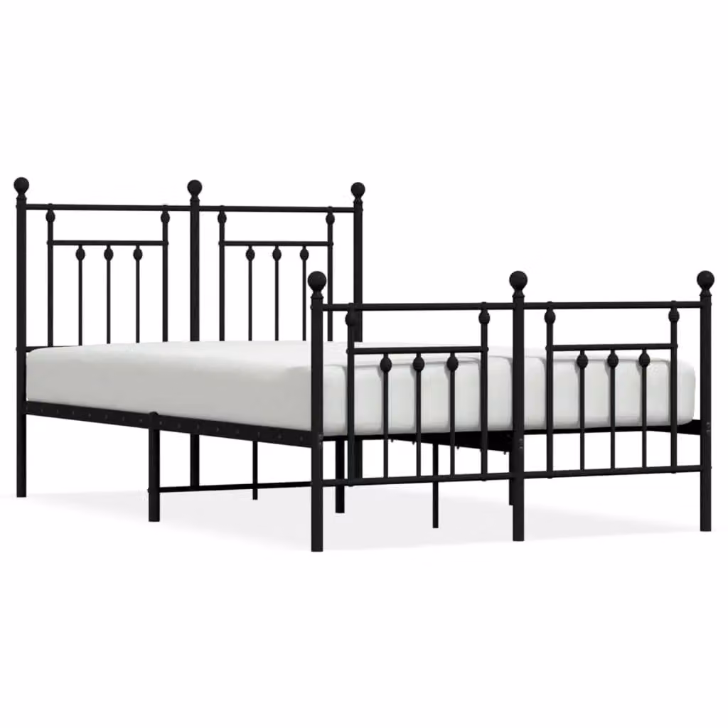 Berkfield Home Metal Bed Frame with Headboard and Footboard, Black, W/D/H: 120 x 190 cm – 2