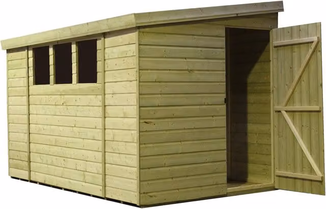 Empire Sheds Empire 3000 Green Pent Garden Shed with Single Door and 3 Windows
