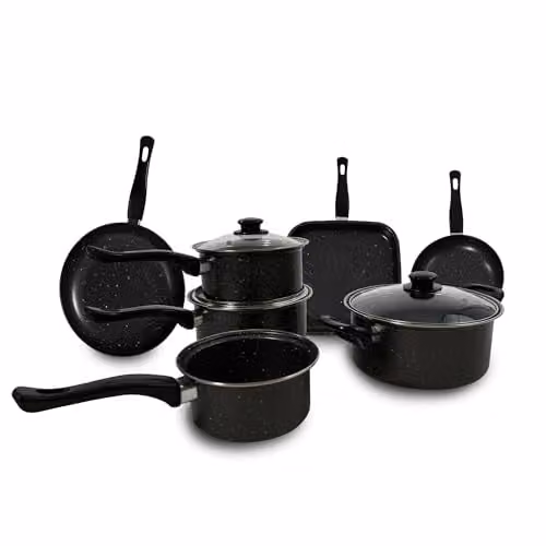 Carter & Clay 10 Piece Non-Stick Ceramic Cookware Set in Grey and Copper with Saucepan, Frying Pan and Lids – 1