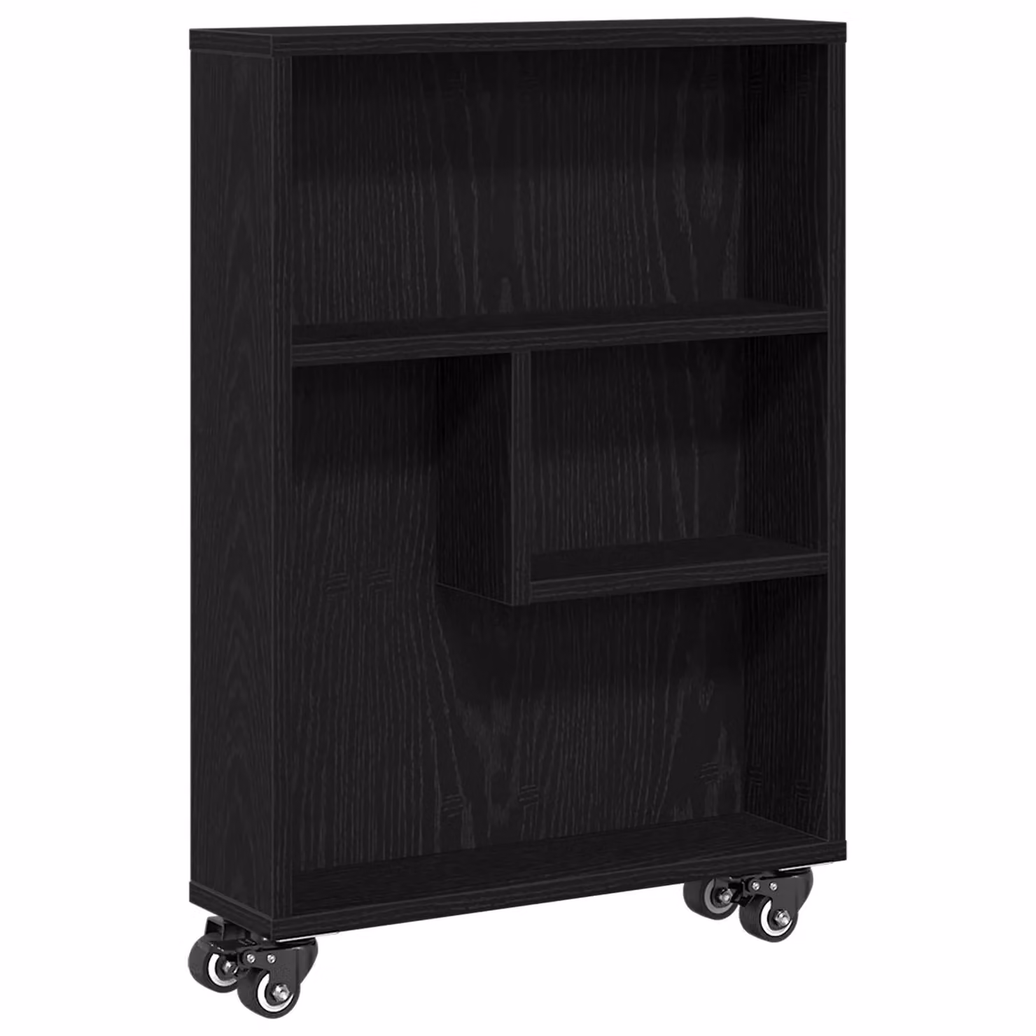 Berkfield Home Narrow Storage Trolley in Black Oak with Adjustable Shelves, W/D/H: 48 x 13 x 68 cm – 2