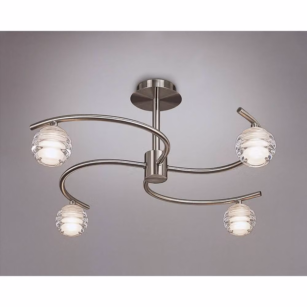 Netlighting Sphere Semi Flush Ceiling Light, 4 x G9, Grey and Satin Nickel – 2