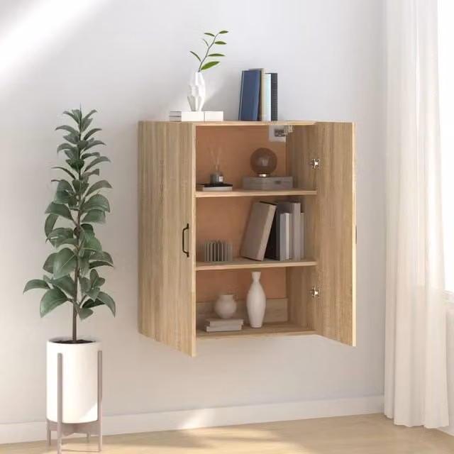 Berkfield Home Sonoma Oak Hanging Cabinet, Brown, W/D/H: 69.5 x 34 x 90 cm