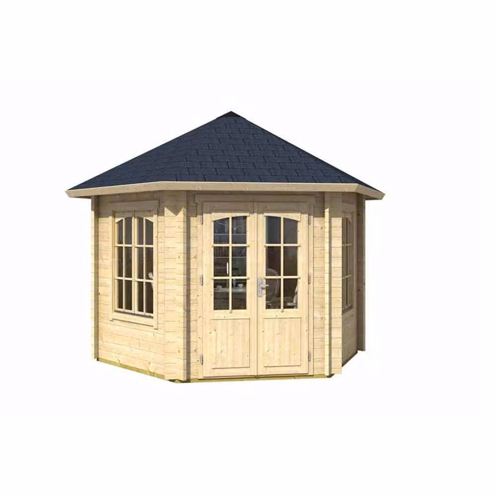 Lasita Maja Ltd Rivera 44 Log Cabin Garden Room and Home Office in Natural, W: 363.7 cm, D: 420 cm, H: 318.1 cm – 2
