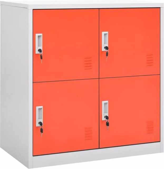 Berkfield Home Metal Locker Cabinet in Light Grey and Red, W/D/H: 90 x 45 x 92.5 cm