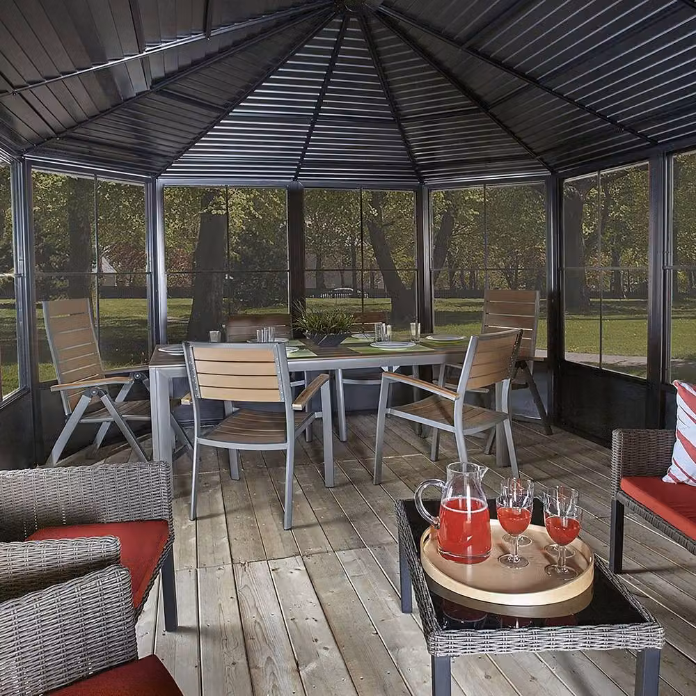 Sojag Charleston Solarium in Dark Brown, W/D/H: 383.6 x 383.6 x 280.8 cm – 3