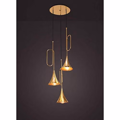 Netlighting Mantra Iluminación Jazz 3-Light Ceiling Cluster Pendant, Gold/Brass and Black, E27 – 3