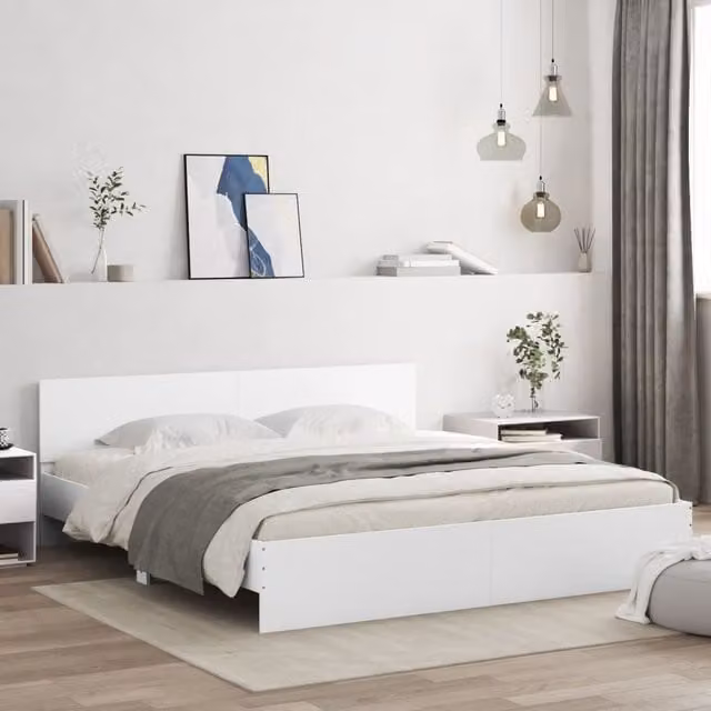 Berkfield Home Super King Bed Frame in White with LED Under-Bed Lighting, USB Charging Ports and Drawers, W/D/H: 180 x 200 cm – 1