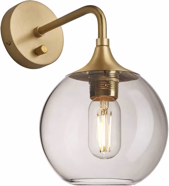 Industville Chelsea Glass Globe Wall Light in Grey
