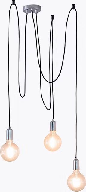 Perch & Parrow Deo 3 Light Multi-Pendant Industrial Suspended Ceiling Light in Chrome
