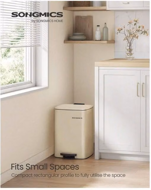 SONGMICS 20L Soft Close Pedal Bin in Gold