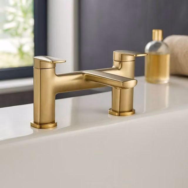 Bathroom Kingdom Wrexham Brushed Brass Bath Filler Tap in Gold
