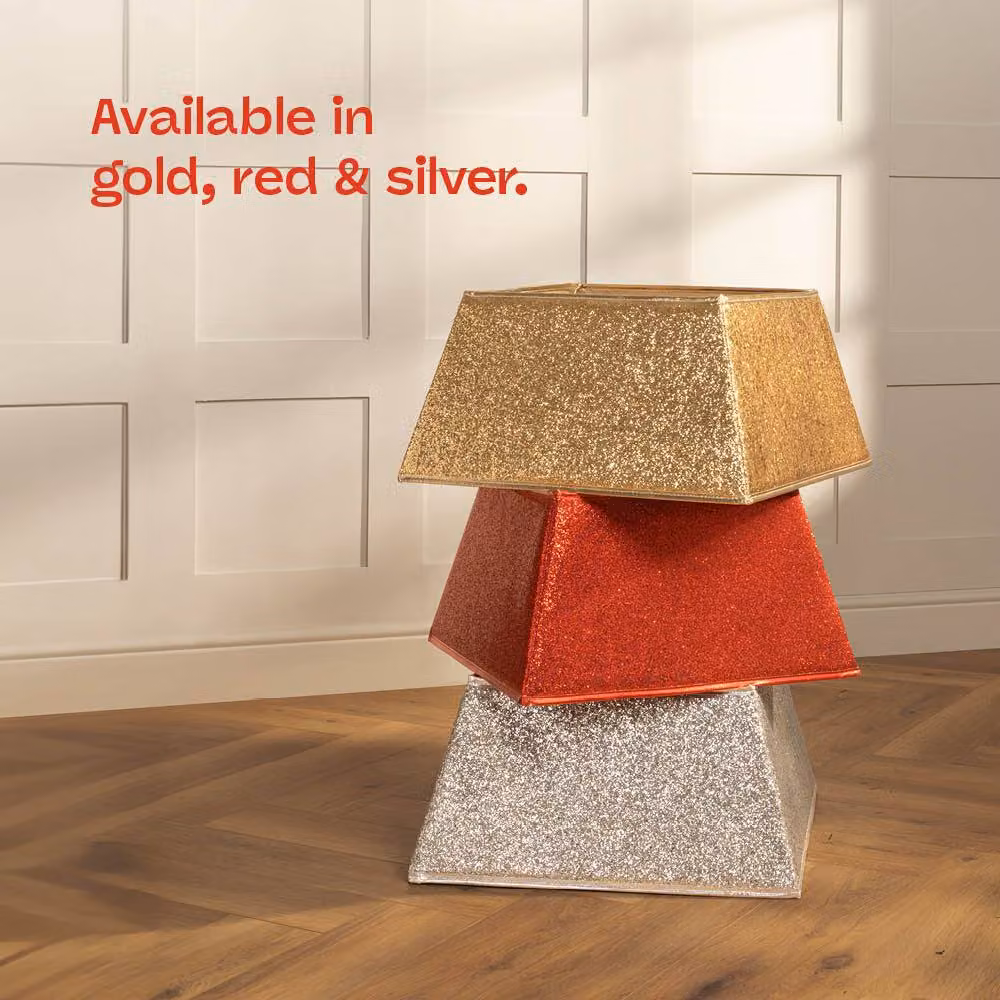 Christmas Village Glitter Square Christmas Tree Skirt in Gold, W/D: 48 x 48 cm – 4