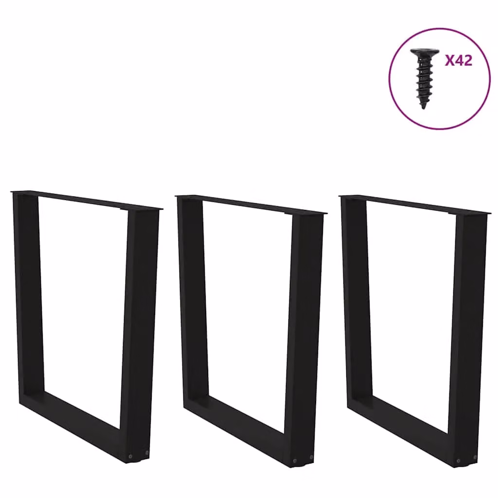 Berkfield Home V-Shape Dining Table Legs, 3 Piece Set, Black Steel, H: 72-73.3 cm x W: 90 cm – 2